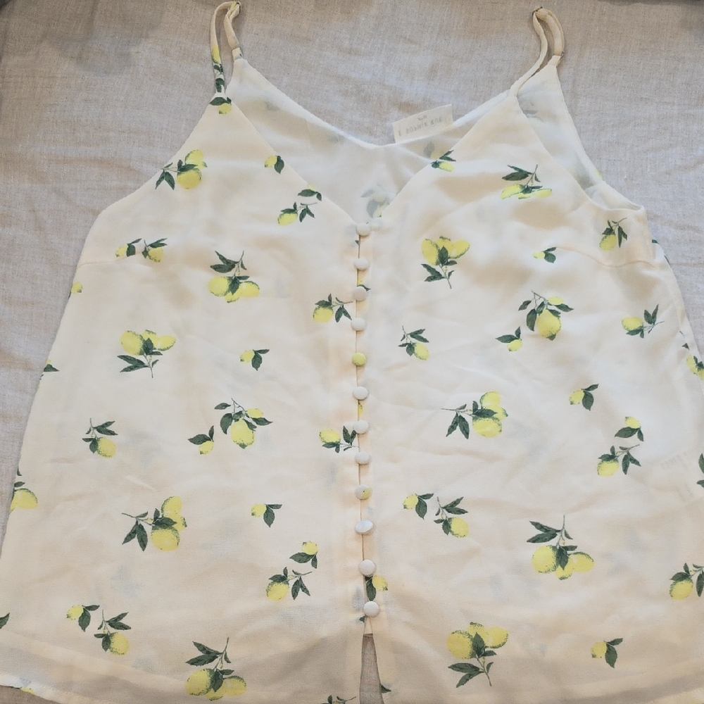 Sophie Rue Lemon Pattern Sleeveless Blouse